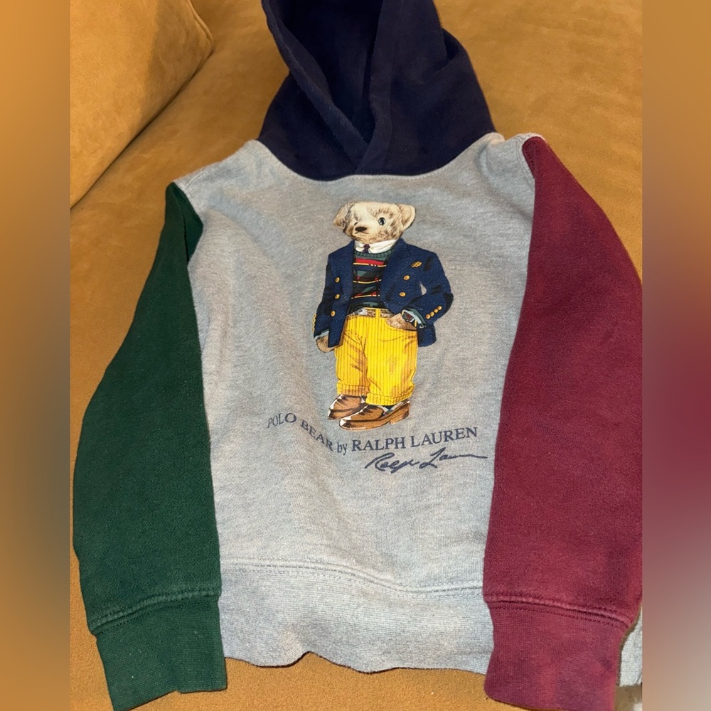 Ralph Lauren polo bear color block hoodie. Size 4T